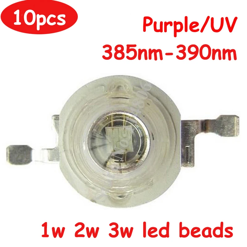 

10pcs 1W 2W 3W UV Ultraviolet 385nm~390nm 45mil Input 3.4-3.7V LED Chip Light Bead Parts Free Shipping