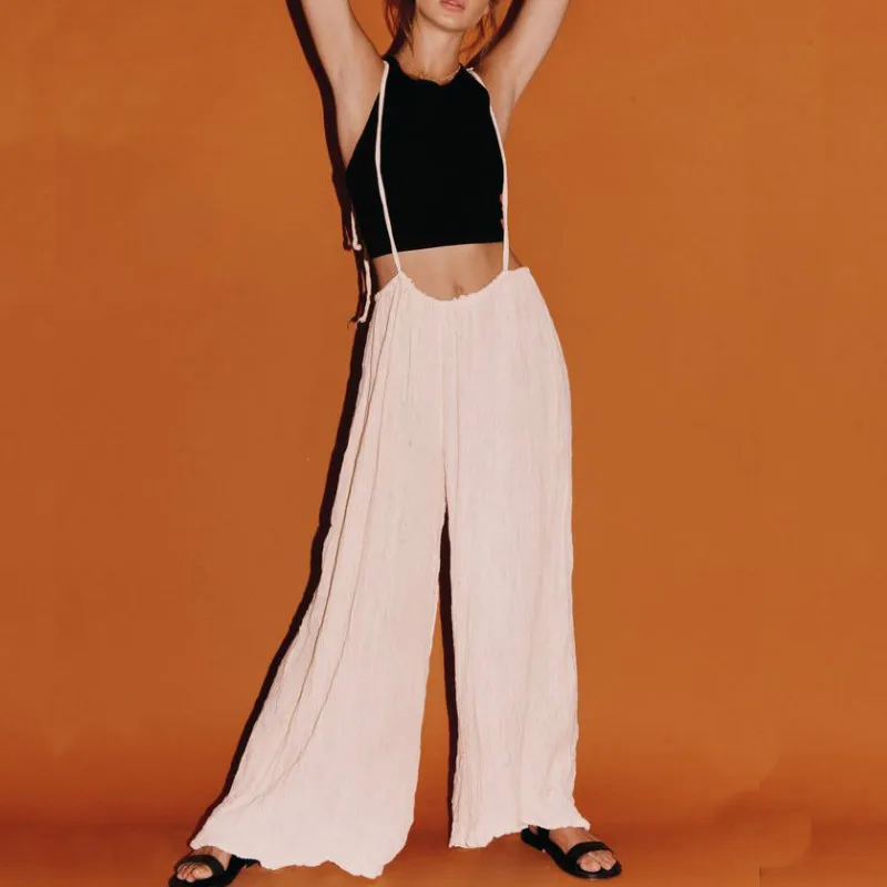 Solid Jumpsuits Summer Ladies Elegant Pleated Ruffles Loose Wide Leg Ankle Length Strapless Pants Fashion Womens Jumpsuit Pant
Solid Jumpsuits Summer Ladies Elegant Pleated Ruffles Loose Wide Leg Ankle Length Strapless Pants Fashion Womens Jumpsuit Pant