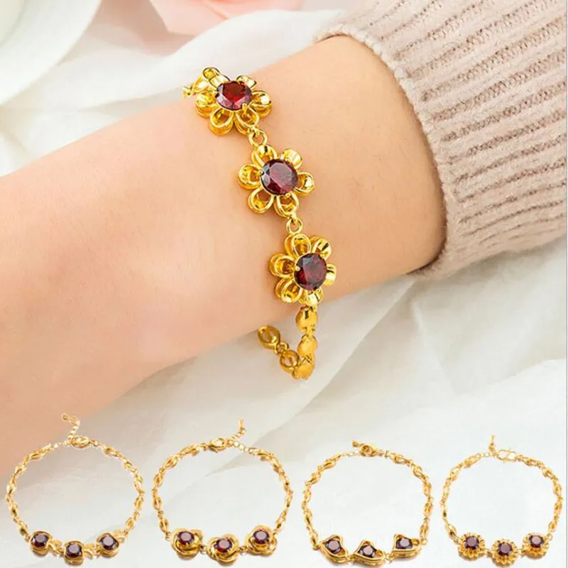 GOLDENWORLD New 24k Gold Plating Zircon Women Bracelet Ethnic Daisy Sun Flower Vietnam Sand Gold Color Bracelet Fashion Jewelry
GOLDENWORLD New 24k Gold Plating Zircon Women Bracelet Ethnic Daisy Sun Flower Vietnam Sand Gold Color Bracelet Fashion Jewelry