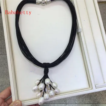 New Fashion Genuine 10-11mm White Freshwater Pearl Brown black Leather Necklace 18"
New Fashion Genuine 10-11mm White Freshwater Pearl Brown black Leather Necklace 18"