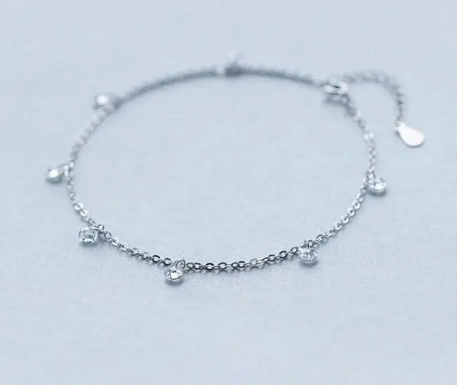 Real. 925 -Sterling -Silver-Jewelry crystals Round CZ Stone Anklet bracelet adjustable Charm jewelry GTLS237
Real. 925 -Sterling -Silver-Jewelry crystals Round CZ Stone Anklet bracelet adjustable Charm jewelry GTLS237