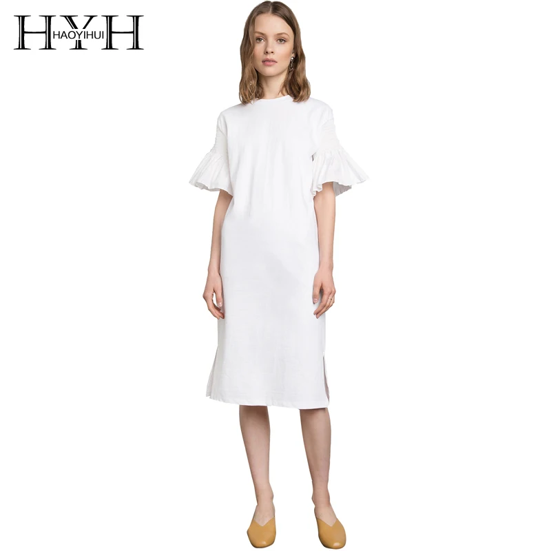 HYH HAOYIHUI Women Fashion Solid Color Knee-length Dress Casual Round Neck Flare Half Sleeve Dress Female Brief Straight Dress
HYH HAOYIHUI Women Fashion Solid Color Knee-length Dress Casual Round Neck Flare Half Sleeve Dress Female Brief Straight Dress