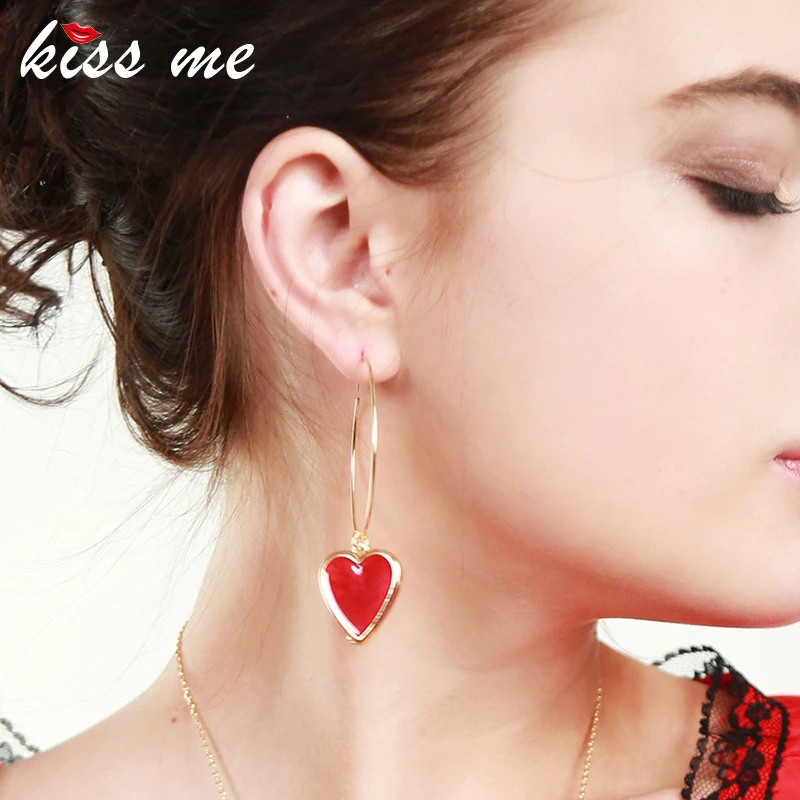 KISS ME Red /Black Enamel Lovely Heart Earrings for Women 2018 Chic Big Hoop Earrings Fashion Jewelry Brincos
KISS ME Red /Black Enamel Lovely Heart Earrings for Women 2018 Chic Big Hoop Earrings Fashion Jewelry Brincos