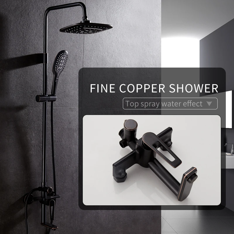 

Bronze Black Bathroom Shower Faucet Mixer Wall Mount 8" Rainfall Shower Set Mixer Tap Brass Tub Spout Bath Shower Mixers