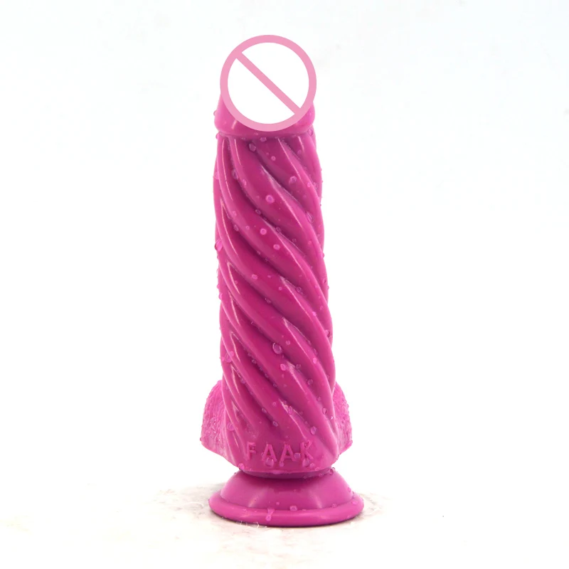 Silicone New Realistic Glans Penis Dildo Suction Cup Simulated Testis Delicate Spiral Shape Vaginal Stimulation Erotic Toys