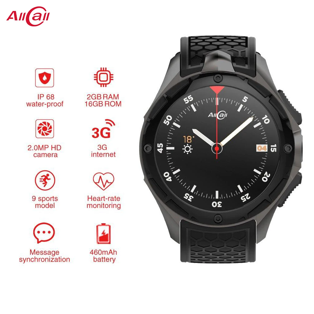 

ALLCALL W2 3G/2G Bluetooth WiFi Smartwatch Phone Android 7.0 IP68 waterproof Smart watch Call Message Wearable Devices Sport wat