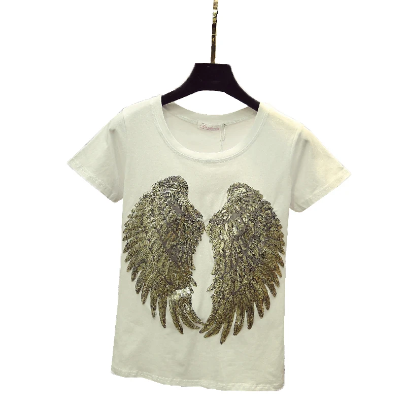 tshirt Summer Women's Fashion Sequins Embroidery Female T-shirt Casual harajuku Short Sleeve Cotton Tees All-match White Tops
tshirt Summer Women's Fashion Sequins Embroidery Female T-shirt Casual harajuku Short Sleeve Cotton Tees All-match White Tops