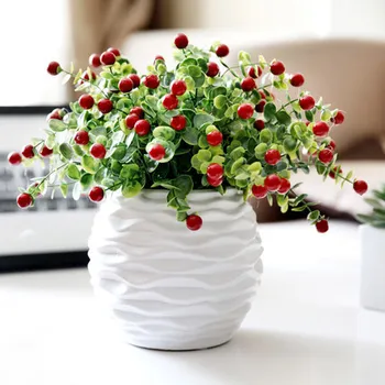 PVC red Berries Rich fruit Decorative Blueberry Fruit Berry eucalyptus Artificial Fruits Home Decoration Silk Plants