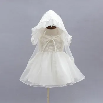 

Newborn Christening Gown Party Wedding Dress with Bonnet and Cape Elegant Baptism Dresses for 1 year baby girl birthday3PCS/Set