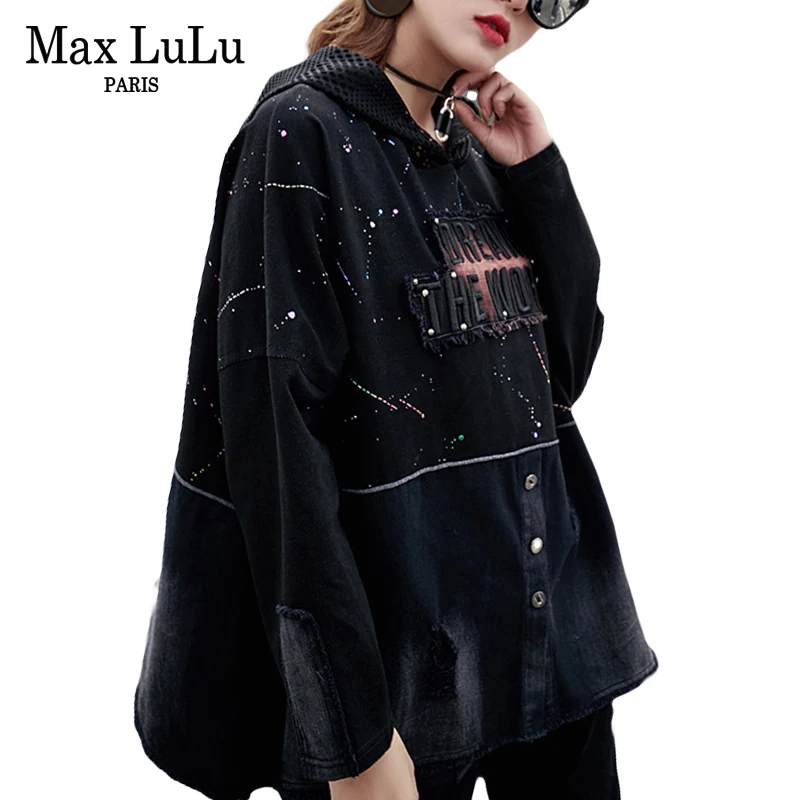 Max LuLu Luxury Japan Brand Harajuku Girls Jeans Streetwear Women Mesh Hooded Sweatshirts Denim Moletom Female Oversized Hoodies
Max LuLu Luxury Japan Brand Harajuku Girls Jeans Streetwear Women Mesh Hooded Sweatshirts Denim Moletom Female Oversized Hoodies