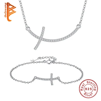 BELAWANG 100% Original 925 Sterling Silver Cross Necklace & Bracelet Jewelry Sets For Women Clearly Crystal Jewelry Accessories
BELAWANG 100% Original 925 Sterling Silver Cross Necklace & Bracelet Jewelry Sets For Women Clearly Crystal Jewelry Accessories
