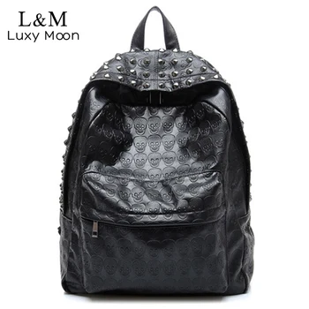 2020 Cool Skull Backpack Fashion Women Leather School Bag For Teenage Girls Travel Backpacks Rivets Rucksack mochila Black XA637
2020 Cool Skull Backpack Fashion Women Leather School Bag For Teenage Girls Travel Backpacks Rivets Rucksack mochila Black XA637