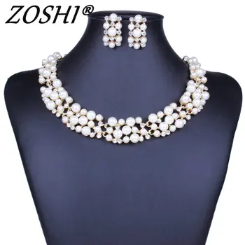 Elegant Simulated Pearl Bridal Jewelry Sets Gold Silver Color Crystal Beads Chocker Necklaces Earrings Sets Wedding Jewelry
Elegant Simulated Pearl Bridal Jewelry Sets Gold Silver Color Crystal Beads Chocker Necklaces Earrings Sets Wedding Jewelry