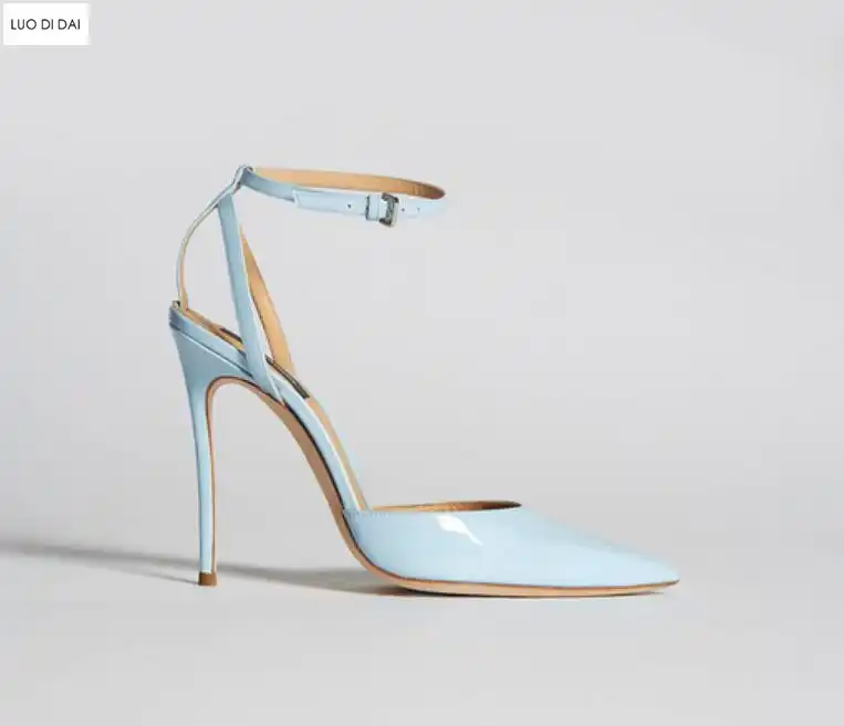 2019 New Women Blue High Heels Thin Heel Ankle Strap Pumps Party