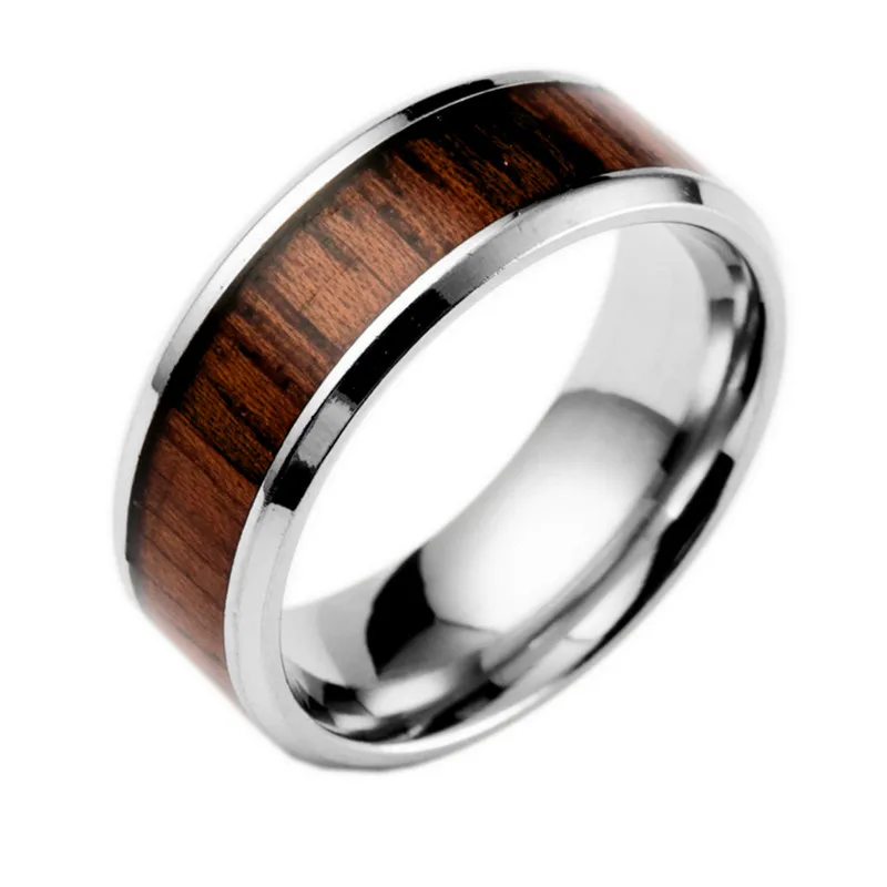 Inlaid Teak Titanium Steel Ring Men's Wedding Ring Retro Wood Grain Design Ring For Men Women Jewelry 1207
Inlaid Teak Titanium Steel Ring Men's Wedding Ring Retro Wood Grain Design Ring For Men Women Jewelry 1207