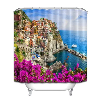 72'' Bathroom Waterproof Fabric Shower Curtain Polyester 12 Hooks Bath Accessory Sets Coastal Village Of Italy Purple Flowers
72'' Bathroom Waterproof Fabric Shower Curtain Polyester 12 Hooks Bath Accessory Sets Coastal Village Of Italy Purple Flowers