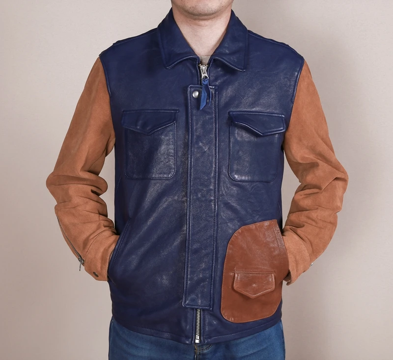 2019 new arrivals men's patchwork genuine leather jacket contrast color fashion leather jacket men suede leather coat male
2019 new arrivals men's patchwork genuine leather jacket contrast color fashion leather jacket men suede leather coat male