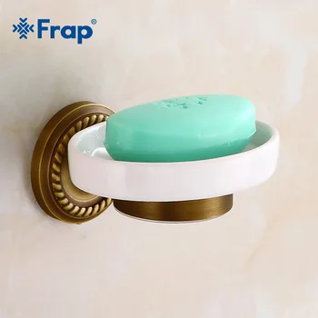 

FRAP Copper Base Soap Holder Fashion Brushed Soap Case Antique Soap Dishes Bathroom Ceramic Accessories Home Decoration Y18032