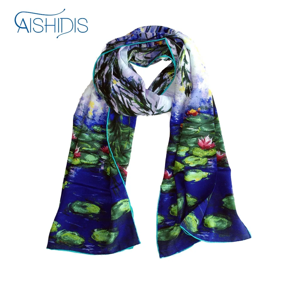 Lady Luxury Silk Long Wraps & Scarves Women Wedding Dress Brand Bufandas Scarf Oil Works Claude Monet's Water Lilies
Lady Luxury Silk Long Wraps & Scarves Women Wedding Dress Brand Bufandas Scarf Oil Works Claude Monet's Water Lilies