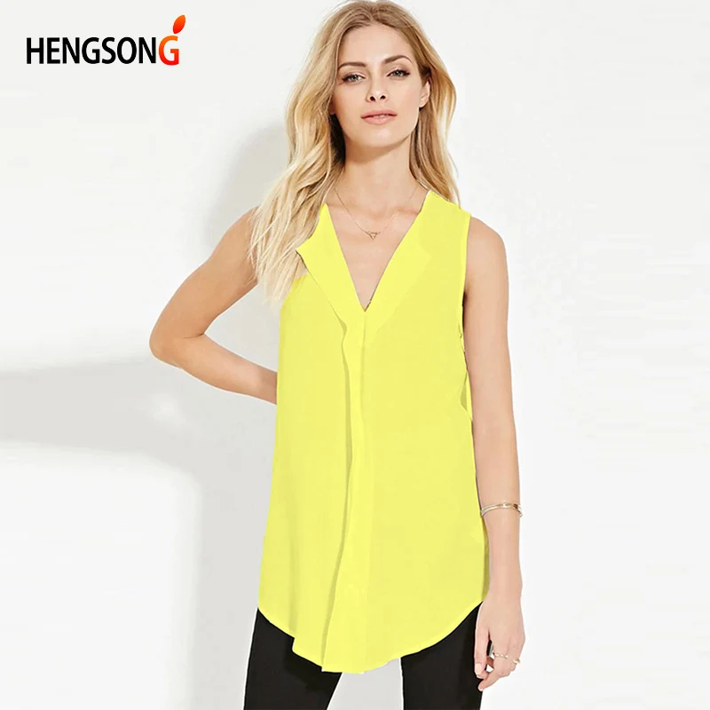 Plus Size 5XL Women Chiffon Blouse Summer Solid Color Sleeveless V Neck Top Tees Casual Chiffon Shirts 2018 New Women Long Shirt
Plus Size 5XL Women Chiffon Blouse Summer Solid Color Sleeveless V Neck Top Tees Casual Chiffon Shirts 2018 New Women Long Shirt