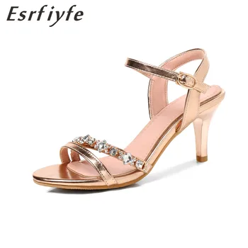 ESRFIYFE 2018 Women Sandals Shoes High Heels Summer Crystal Sandals Gold Stiletto Buckle Ankle Strap Sandals Open Toe Size 43
ESRFIYFE 2018 Women Sandals Shoes High Heels Summer Crystal Sandals Gold Stiletto Buckle Ankle Strap Sandals Open Toe Size 43