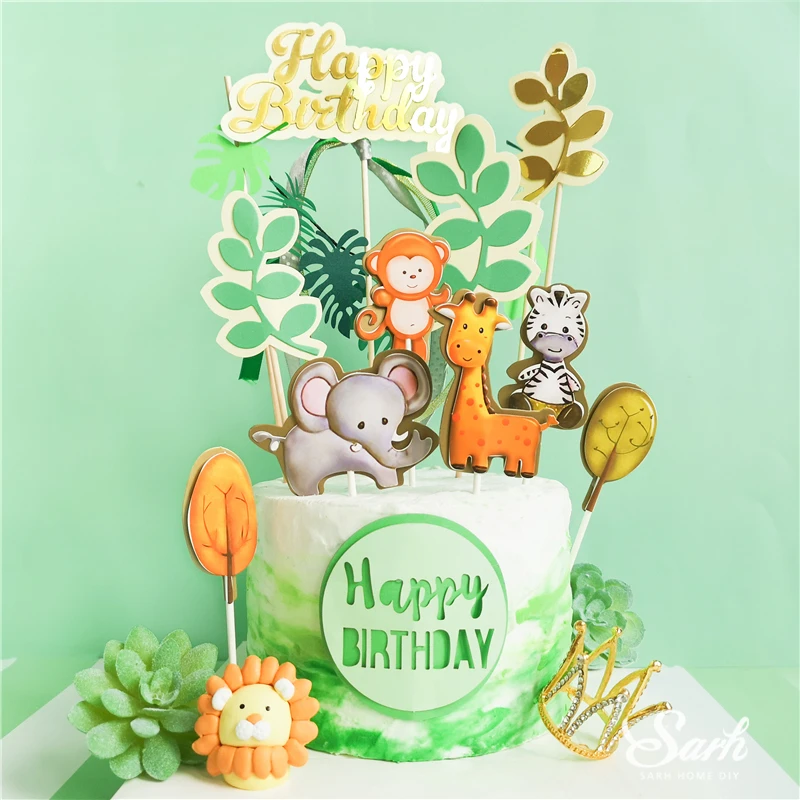 Giraffe Monkey Animals Cake Toppers Happy Birthday Gold Letter Decorations for Children's Day Boy Girl Party Baking Sweet Gifts
Giraffe Monkey Animals Cake Toppers Happy Birthday Gold Letter Decorations for Children's Day Boy Girl Party Baking Sweet Gifts