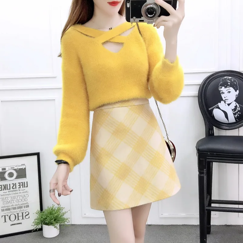 Winter 2 Piece Sweater Skirt Set Women Long Sleeve Office Clothing Casual Yellow Pullover Knit Sweater Dress Clothes Piece Set
Winter 2 Piece Sweater Skirt Set Women Long Sleeve Office Clothing Casual Yellow Pullover Knit Sweater Dress Clothes Piece Set