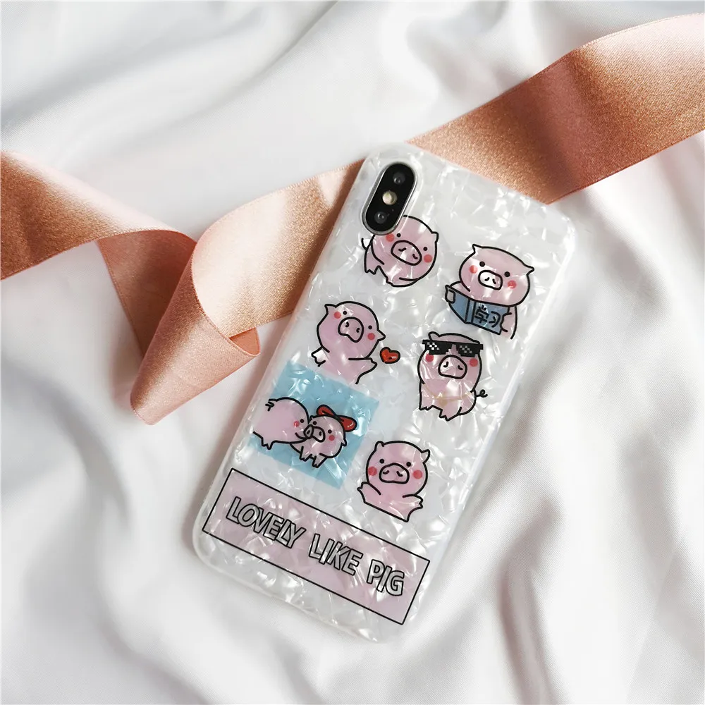 

Lovely Like Pig For iPhone X XR XS Max case Funny Many Pink Pigs Shell Pattern Cover For iPhone 7 8 6s Plus phone Case Soft Capa
