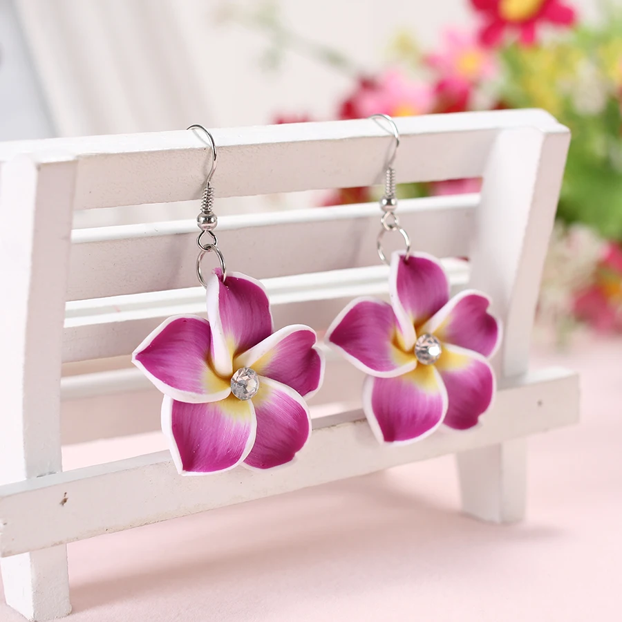 2pairs/lots 30mm Bohemia Polymer Clay Fimo Plumeria Flowers Frangipaniers Drop Earrings Cute For Bali Holiday Jewelry Decoration
2pairs/lots 30mm Bohemia Polymer Clay Fimo Plumeria Flowers Frangipaniers Drop Earrings Cute For Bali Holiday Jewelry Decoration