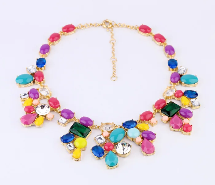 Colorful Rainbow Imitation Gemstone Cluster Bohemian Necklace Perfume Women Chunky Statement Necklace Collier
Colorful Rainbow Imitation Gemstone Cluster Bohemian Necklace Perfume Women Chunky Statement Necklace Collier