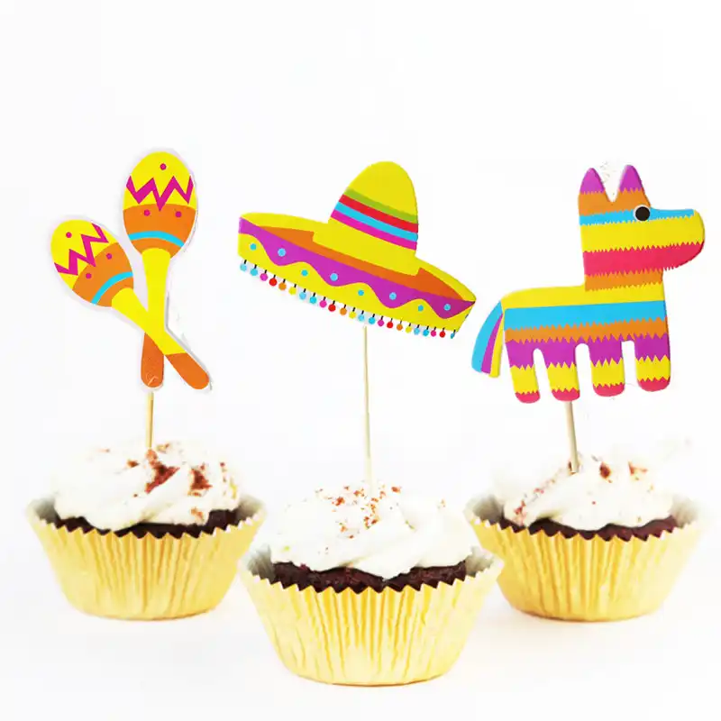 Omilut 6pcs Mexican Party Cake Topper Llama Birthday Party