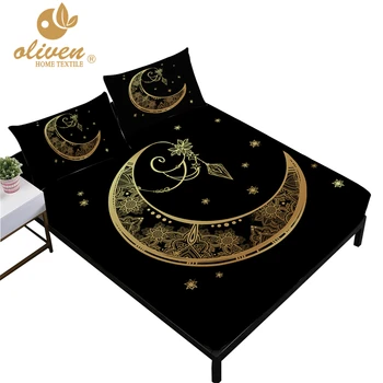 4Pcs Sheets Set Cartoon Sun Moon Print Fitted Sheet Black Golden Mandala Bed Linens Soft Bedclothes Mattress Cover Pillowcase
4Pcs Sheets Set Cartoon Sun Moon Print Fitted Sheet Black Golden Mandala Bed Linens Soft Bedclothes Mattress Cover Pillowcase