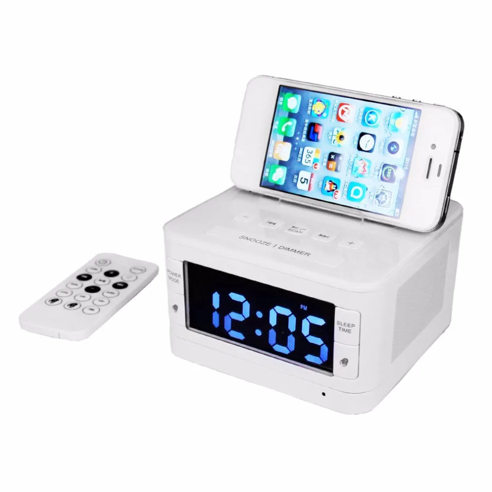

Bluetooth Speaker Digital LCD Clock Stereo HIFI Music Player Support Handsfree Calls SNOOZE SLEEP AUX Alarm Clock Radio Hot Sale