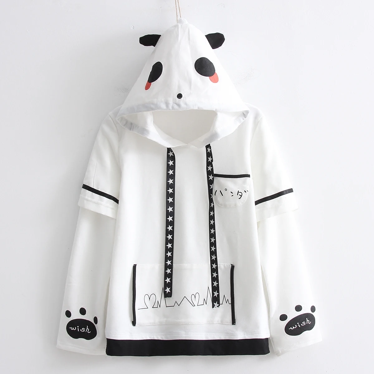 Autumn winter fashion giant panda design Sweatshirt casual sweet lovely panda ears hooded plus velvet white pullover coat Female
Autumn winter fashion giant panda design Sweatshirt casual sweet lovely panda ears hooded plus velvet white pullover coat Female