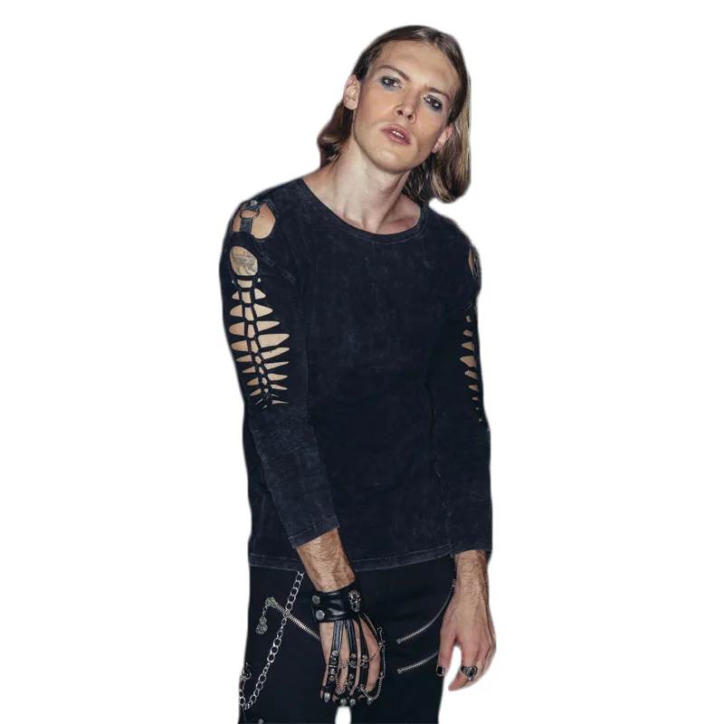 Steampunk Man's T-shirts Long Sleeve Cotton Topd Tees Gothic Punk Personality Hole Tshirt Men Knitwear Fitness Clothing
Steampunk Man's T-shirts Long Sleeve Cotton Topd Tees Gothic Punk Personality Hole Tshirt Men Knitwear Fitness Clothing