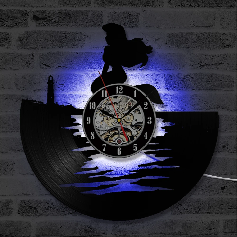 The Little Mermaid Vinyl Record Clock Creative Hollow Ariel and Sea Wall Clock Antique Clock Gift For Little Girl LED Clock
The Little Mermaid Vinyl Record Clock Creative Hollow Ariel and Sea Wall Clock Antique Clock Gift For Little Girl LED Clock