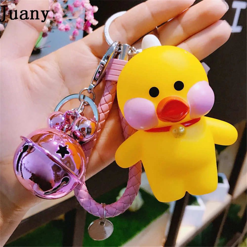 Juany duck key chain key ring pom gift for women girl bag pendant charm key ring 9