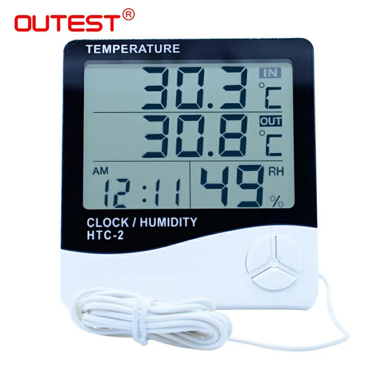 HTC-2 Digital LCD Thermometer Hygrometer Electronic Temperature Humidity Meter Weather Station Indoor Outdoor Tester Alarm Clock
HTC-2 Digital LCD Thermometer Hygrometer Electronic Temperature Humidity Meter Weather Station Indoor Outdoor Tester Alarm Clock