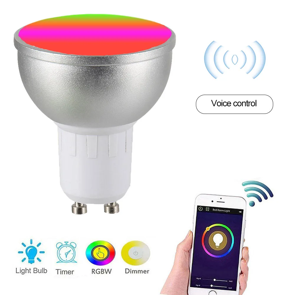 LED Bulb AC85-265V 6W 4PCS LED Lamp RGBW WIFI Connected Intelligent Light Bulbs 16 Million Colors GU10 Base KTV Home Party Deco
LED Bulb AC85-265V 6W 4PCS LED Lamp RGBW WIFI Connected Intelligent Light Bulbs 16 Million Colors GU10 Base KTV Home Party Deco