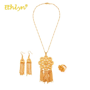 Ethlyn Hollow Flower Big Pendant Necklace/Long Tassel Earrings/Ring Africa/the Middle East/Ethiopia Women Wedding Jewelry Set
Ethlyn Hollow Flower Big Pendant Necklace/Long Tassel Earrings/Ring Africa/the Middle East/Ethiopia Women Wedding Jewelry Set