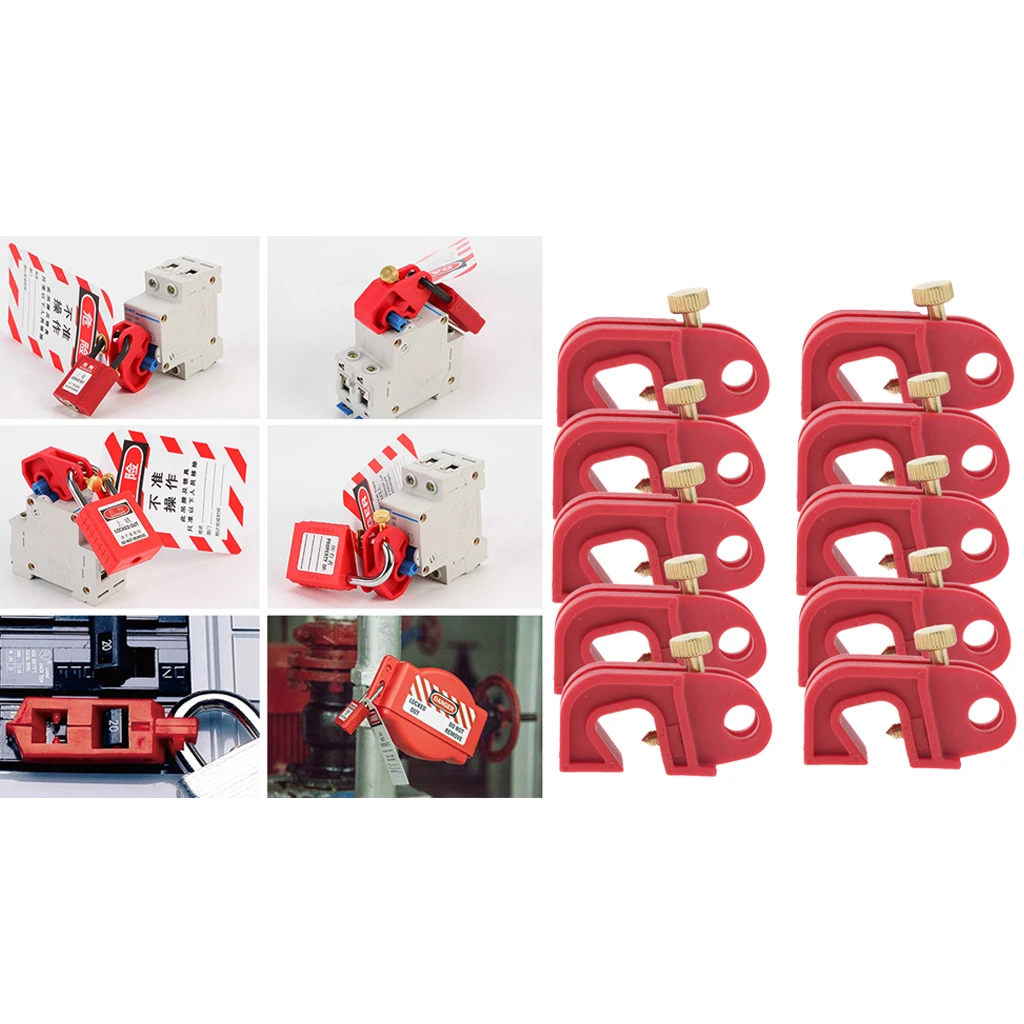 10PCS/LOT Universal Circuit Breaker Lockout Red With Twisted Screw Made of Glass Filled Nylon Sturdy and Durable in Use
