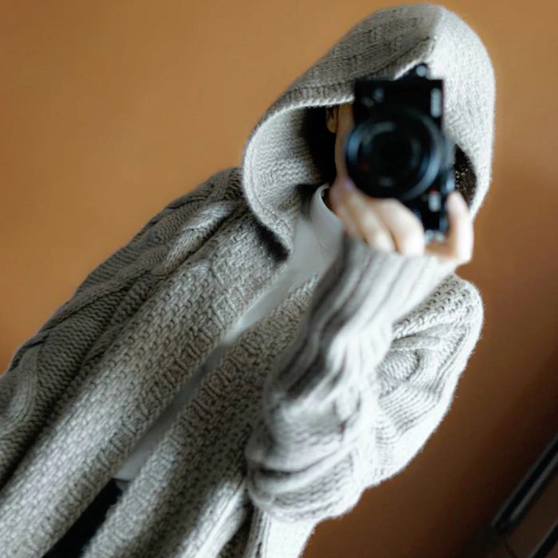 2019 Autumn Winter New Hooded Coat Cashmere Cardigan Sweater Women's Solid Color Coat Thick Soft Cardigan Fashion Coat Long
2019 Autumn Winter New Hooded Coat Cashmere Cardigan Sweater Women's Solid Color Coat Thick Soft Cardigan Fashion Coat Long
