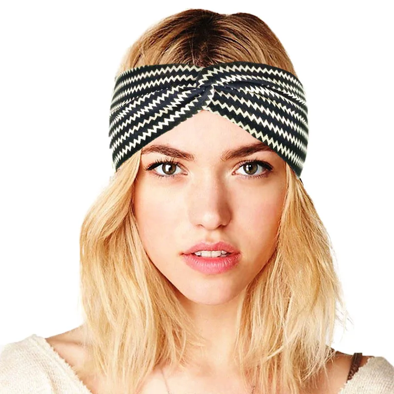 Women Elastic Stretch Print headband Hairband Cotton Turban Cap Sport Head Wrap