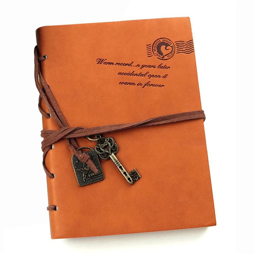 Image Wholesale Classic Retro  Leather Bound Blank Pages Journal Diary Notepad Notebook Orange 143*105*20mm.