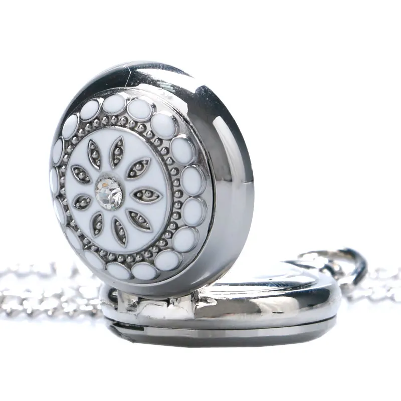 Модные серебристые и белые керамические кварцевые карманные часы маленького
