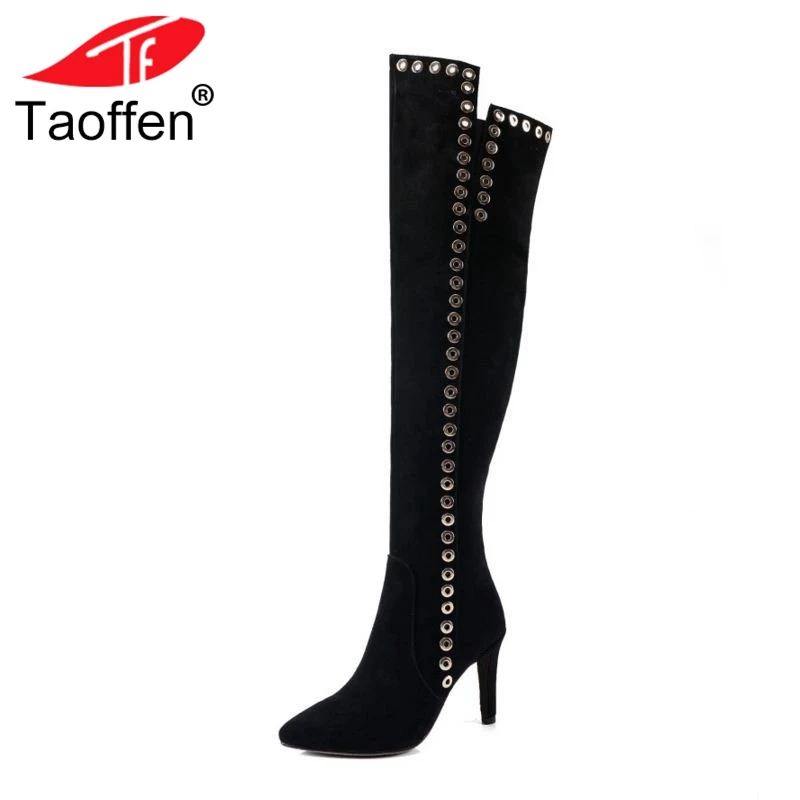 TAOFFEN Women High Heel Boots Genuine Leather Pointed Toe Zipper Over Knee Rivets High Quality Shoes Vintage Footwear Size 34-41
TAOFFEN Women High Heel Boots Genuine Leather Pointed Toe Zipper Over Knee Rivets High Quality Shoes Vintage Footwear Size 34-41
