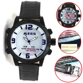 Alexis Brand Black Watchcase LED BackLight Water Resist Analog Digital Watch mens watches montre homme horloge mannen
Alexis Brand Black Watchcase LED BackLight Water Resist Analog Digital Watch mens watches montre homme horloge mannen