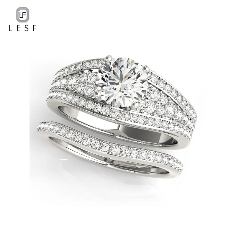 LESF Luxury Jewelry Female 925 Sterling silver ring set Full 5A Zircon Cz stone Engagement wedding band rings for women Gift
LESF Luxury Jewelry Female 925 Sterling silver ring set Full 5A Zircon Cz stone Engagement wedding band rings for women Gift
