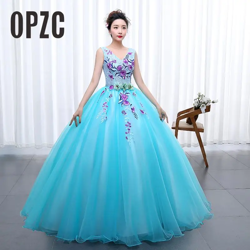 OPZC Color yarn Princess Blue New Wedding Dress 2020 Sexy V Neck for Party Chorus host Fleabane Bitter Stage Studio Photo
OPZC Color yarn Princess Blue New Wedding Dress 2020 Sexy V Neck for Party Chorus host Fleabane Bitter Stage Studio Photo