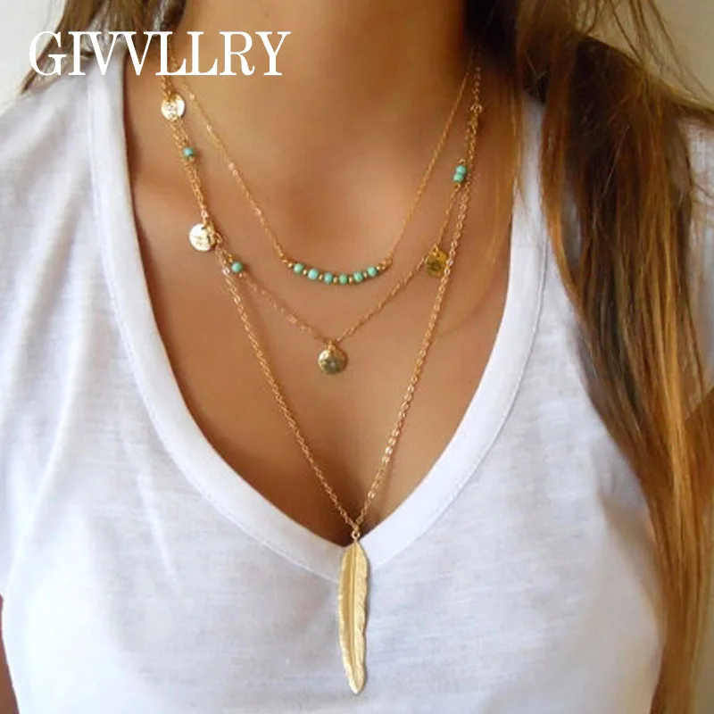 GIVVLLRY Bohemian Triple Chain Necklace for Women Ethnic Gold Silver Color Coin Tassel Blue Beads Long Feather Pendant Necklaces
GIVVLLRY Bohemian Triple Chain Necklace for Women Ethnic Gold Silver Color Coin Tassel Blue Beads Long Feather Pendant Necklaces